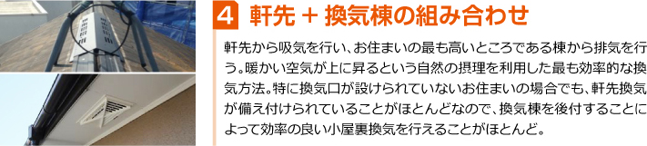軒先と換気棟の組み合わせ