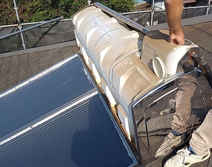 朝日ソーラー撤去、水タンク