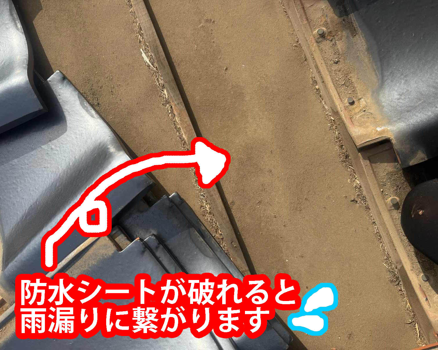 石岡市で雨漏りの心配がある軒天の上を見る屋根