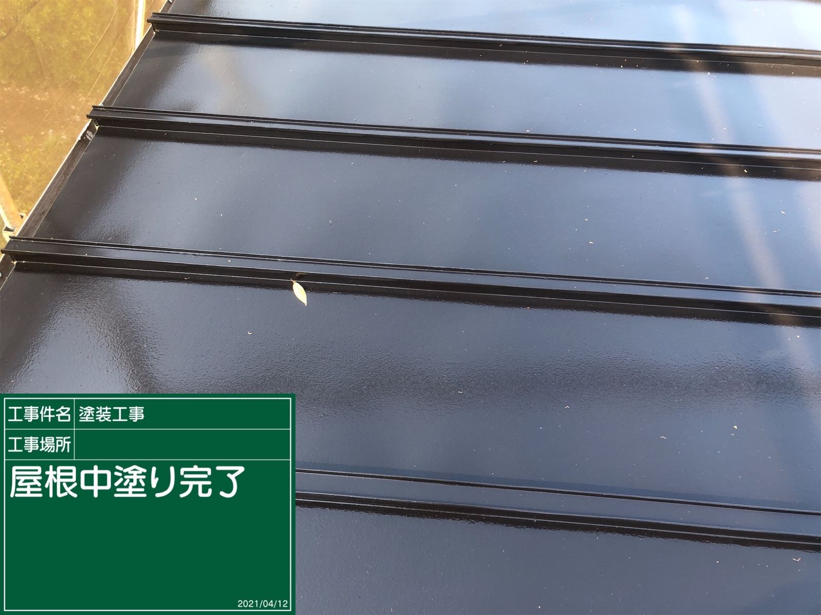 金属屋根中塗り後