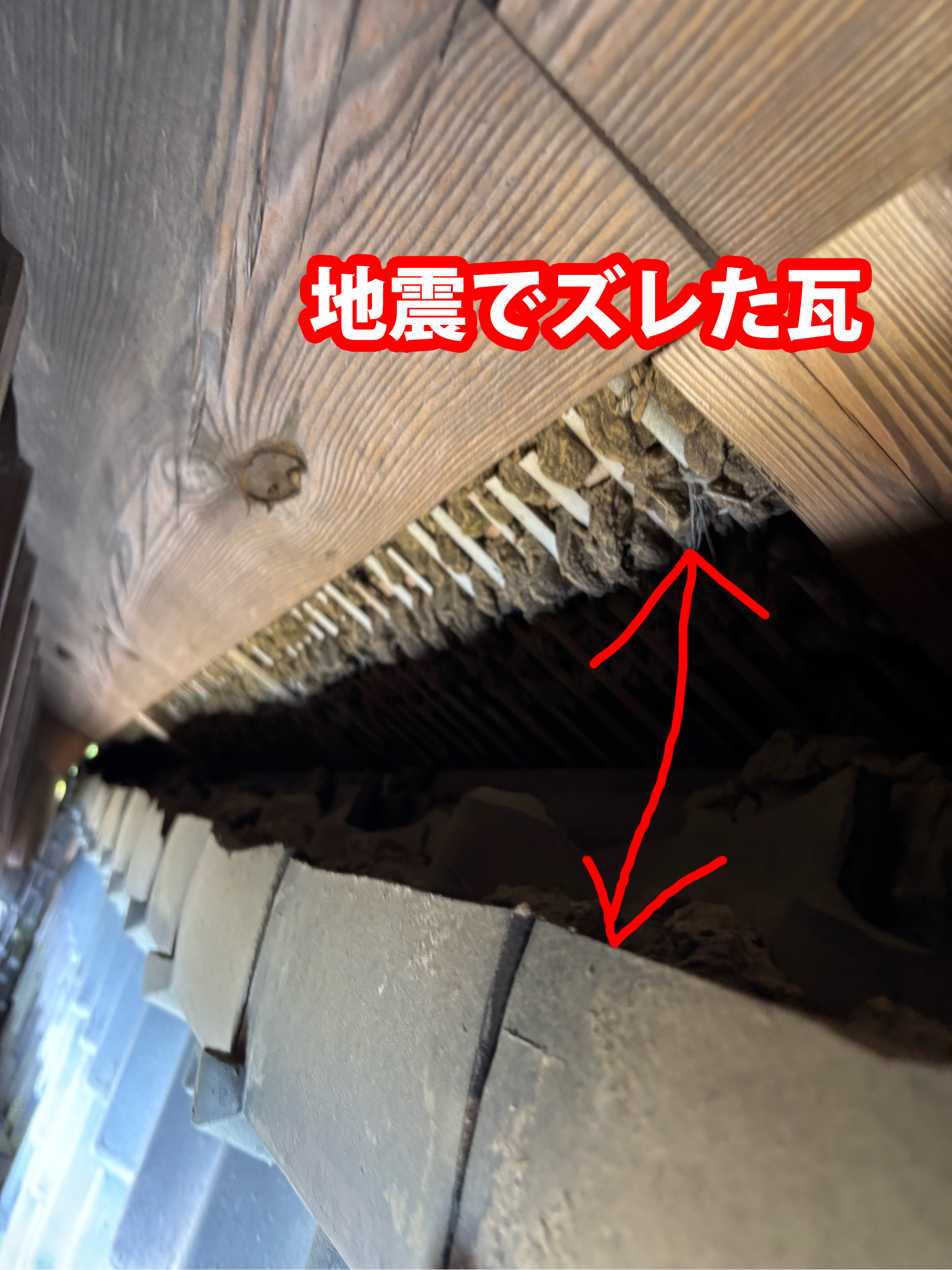 土浦市：実家が雨漏りしているというお客さま☔原因は地震による瓦のズレ⁉️