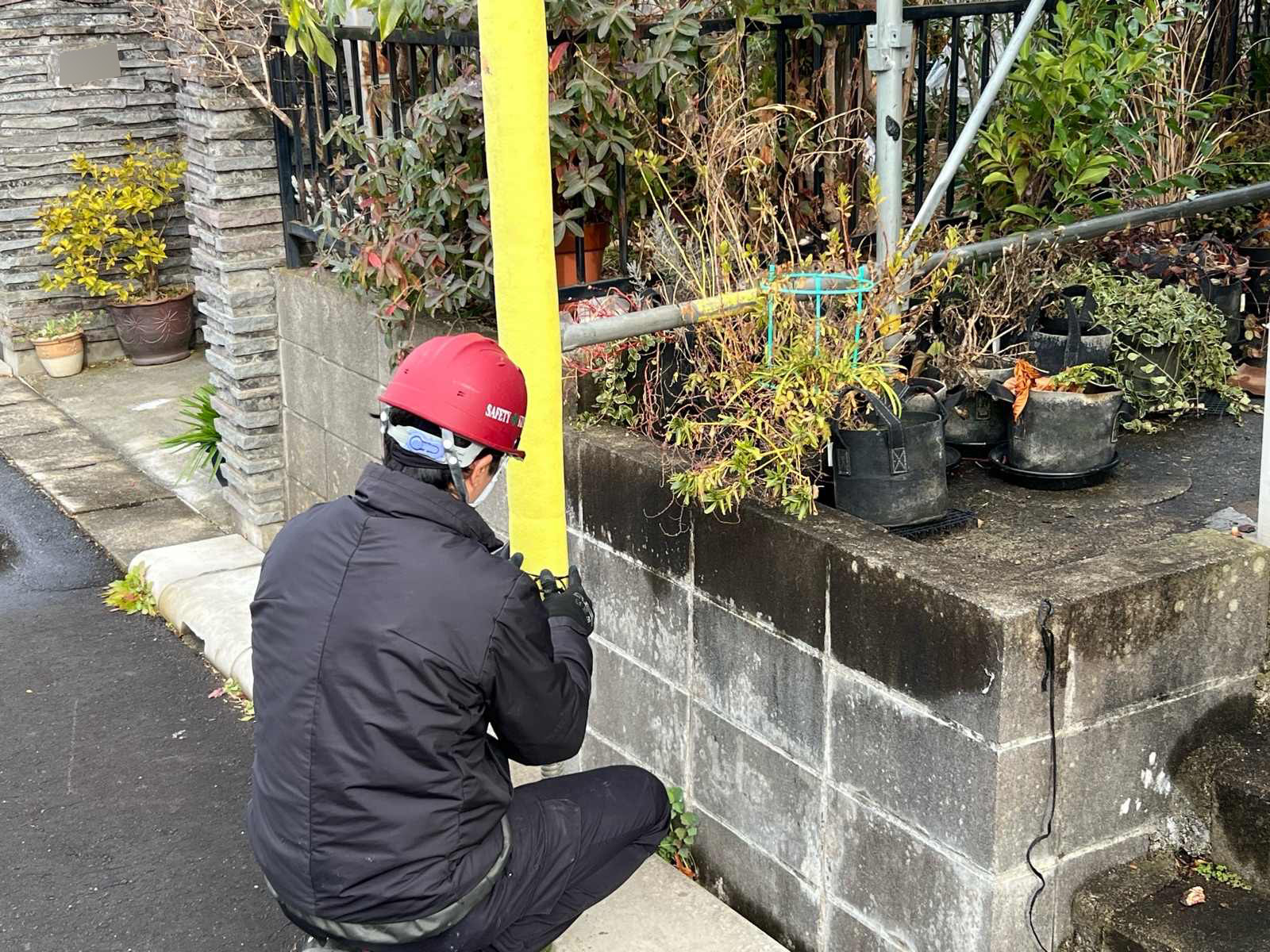 土浦市アパート屋根塗装足場設置