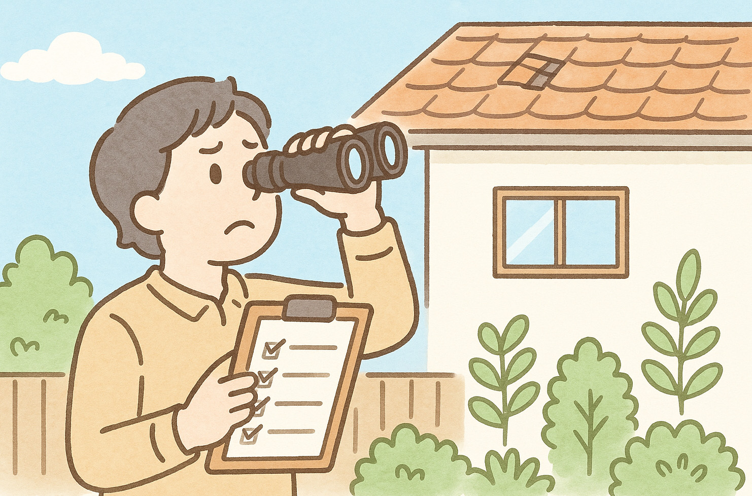 自分で調査をする人のイメージ画像、台風後のセルフチェック