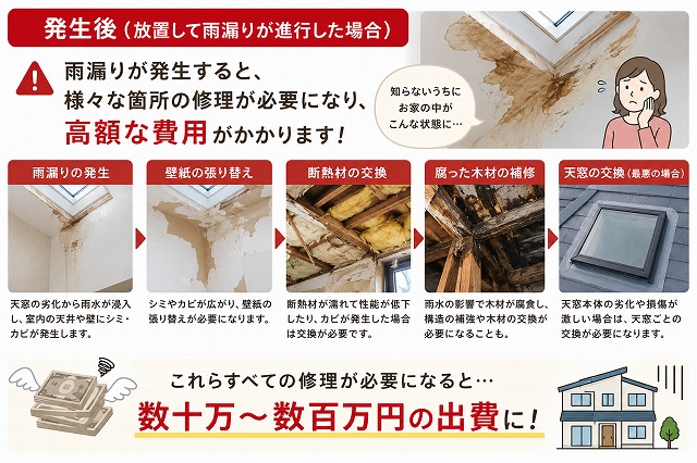 土浦店天窓補修雨漏り発生後