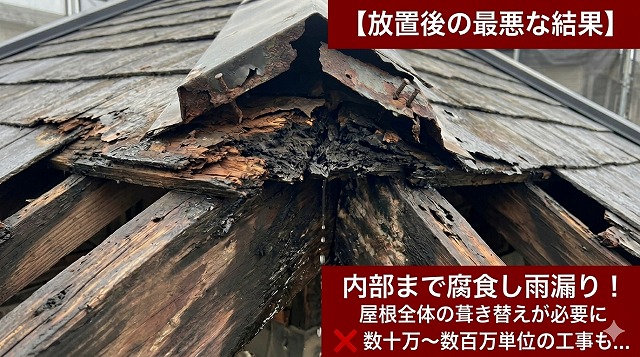 棟板金釘の緩み放置した場合の最悪な結果